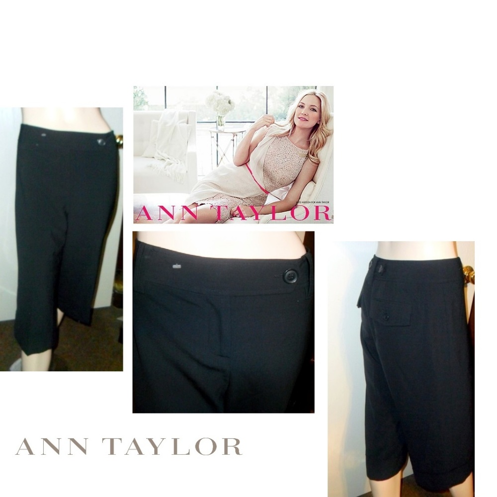 Ann Taylor Loft New Black Wide Leg Crop Pants